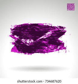 Purple brush stroke and texture. Grunge vector abstract hand - painted element. Underline and border design.