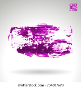 Purple brush stroke and texture. Grunge vector abstract hand - painted element. Underline and border design.