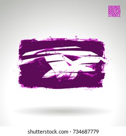 Purple brush stroke and texture. Grunge vector abstract hand - painted element. Underline and border design.