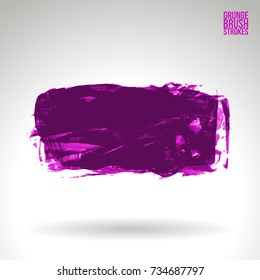 Purple brush stroke and texture. Grunge vector abstract hand - painted element. Underline and border design.