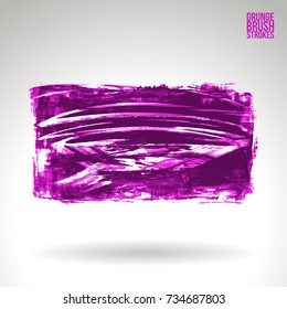 Purple brush stroke and texture. Grunge vector abstract hand - painted element. Underline and border design.