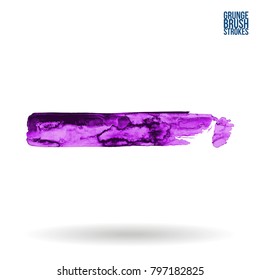 Purple brush stroke and texture. Grunge vector abstract hand - painted element. Underline and border design.