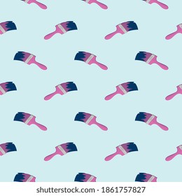 Purple brushes,seamless pattern on light blue background.