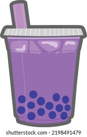Purple - bubble tea drink with ice and blue