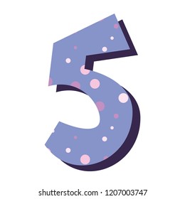 purple bubbles font number five on white background