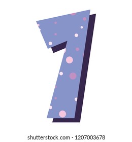 purple bubbles font number one on white background