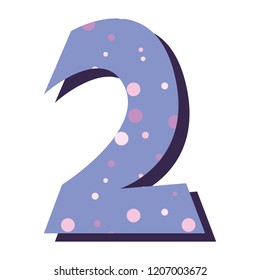 purple bubbles font number two on white background