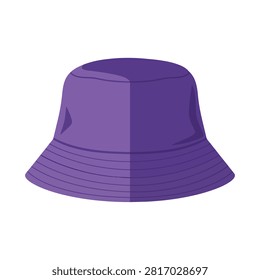 Purple bucket hat vector illustration isolated on white background, trendy summer headwear accessory