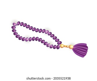 Purple buddhist prayer beads cartoon vector illustration