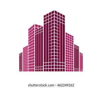 purple building icon skyscraper cityscape architecture construction image vector 