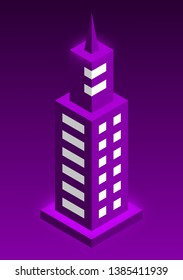 Purple Building Isometric Vector Design