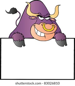 Purple Bull And Blank Sign