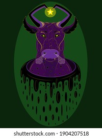 Purple bull demon comes out of the portal 
