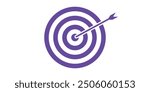 Purple bullseye dart target icon. Dart target goal marketing sign. Arrow dart logo vector. Winner dart sign.