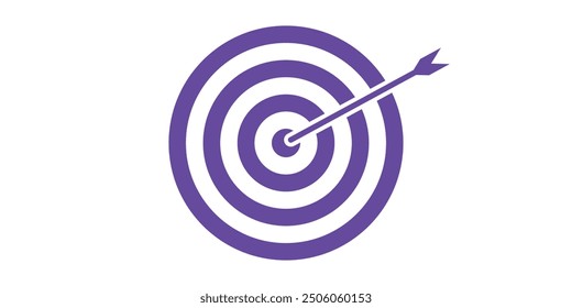 Purple bullseye dart target icon. Dart target goal marketing sign. Arrow dart logo vector. Winner dart sign.