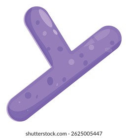 Purple, bumpy letter y with a cartoon style is floating on a white background