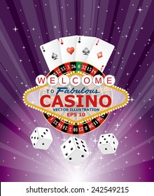 purple burst with casino gambling icons
