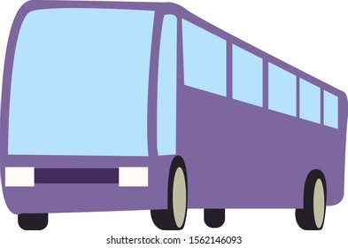 Purple bus, illustration, vector on white background.