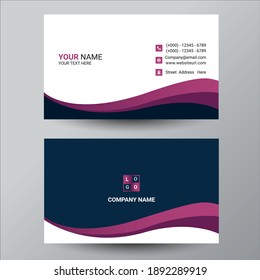 Purple business card design. modern wavy theme, double sided business card design	