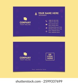 Purple Business Card with Designer's Name and Contact Information