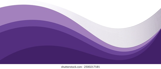 Purple business wave banner on white background, flat purple gradation. wavy background