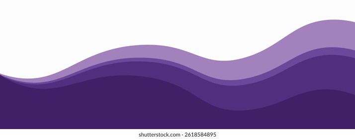 Purple business wave banner on white background, flat purple gradation. wavy background.