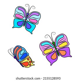 purple butterflies in realistic style. Vector illustration. stock image. 