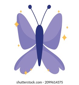 purple butterfly icon flat isolated