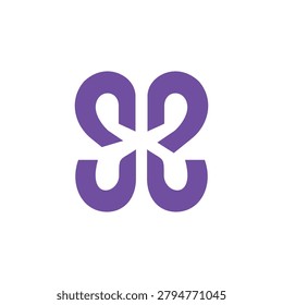 Purple butterfly knot logo template with symmetric loop design for beauty, wellness, fashion, spa, or creative brand identity.