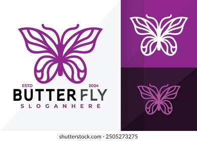 Lila Schmetterling Logo Design, Vektorsymbol, Illustration
