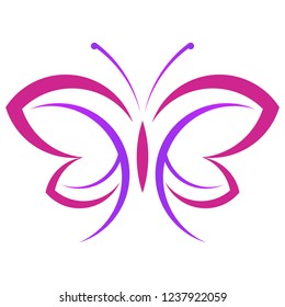 Purple butterfly logo made with golden ratio