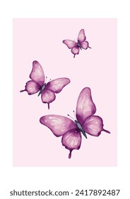 Purple Butterfly print, Butterfly poster, Violet Fly printable decor