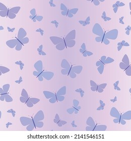 Patrón de silueta de mariposa morada, patrón morado gradiente. Patrón vectorial.