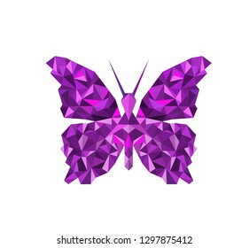 purple butterfly vector icon