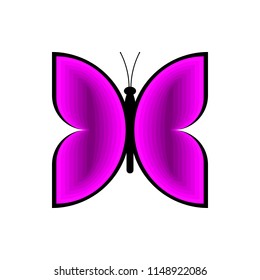 Purple butterfly vector on white background.