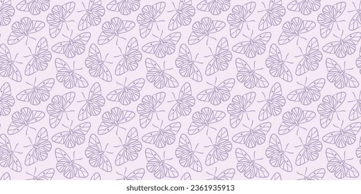 Purple butterfly vector pattern background, seamless repeating wallpaper