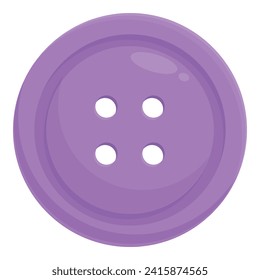 Purple button icon cartoon vector. Craft art tailor. Top style twine