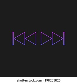 Purple button rewind / forward on a black background