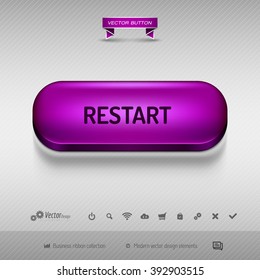 Purple button for webdesign or app on the gray background with shadow. Vector design elements.