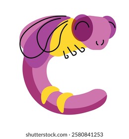 Purple C Animal Alphabet Word