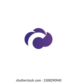 Purple C Letter in Sky Cloud, Technology Hosting Domain BlockChain Server Logo Design Vector