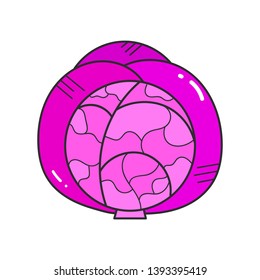 Purple Cabbage Is A Healthy Vegetable Flat Trend Vector Illustration On White Background