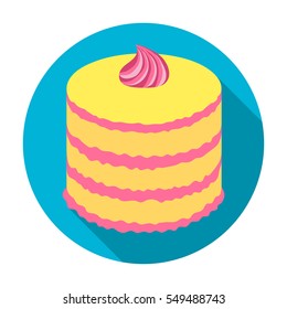 Purple cake icon in flat style isolated on white background. Cakes symbol stock vector illustration.