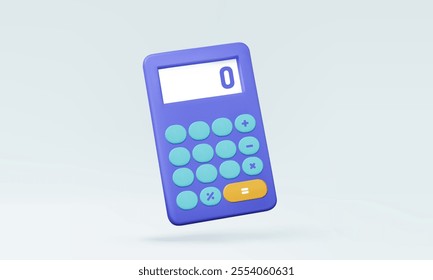 Purple calculator and basic math plus minus multiplication divide  number education Mathematic learning economics of accountant calculation financial business tax or vat 3D vector illustration