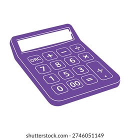 Purple calculator displaying mathematical functions for business presentations
