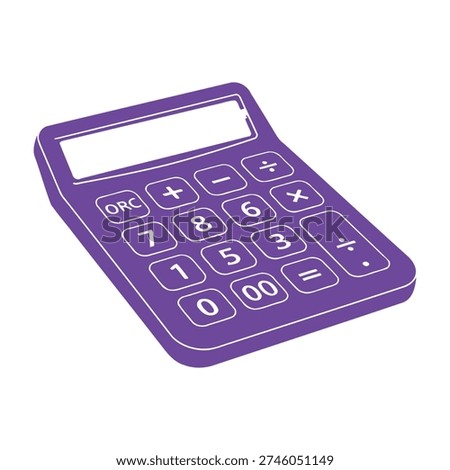 Purple calculator displaying mathematical functions for business presentations