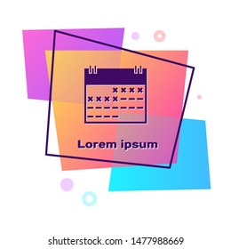 Purple Calendar icon isolated on white background. Color rectangle button. Vector Illustration