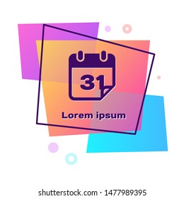 Purple Calendar icon isolated on white background. Color rectangle button. Vector Illustration
