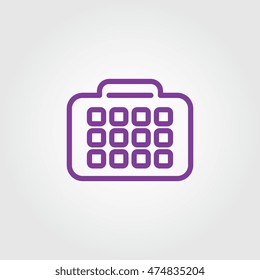 Purple calendar schedule line art icon