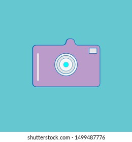 purple camera icon on mint color background